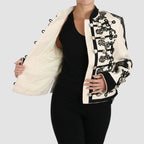 Gabbana Jacket White Wool Black Floral Burqa