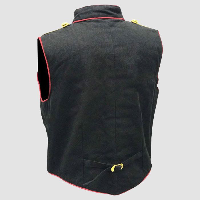 Men Steampunk Military Army Black Red With Gold Brass Buttons