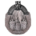 Formal Gray Rabbit Fur Sporran with Gray Lion Antique Cantle