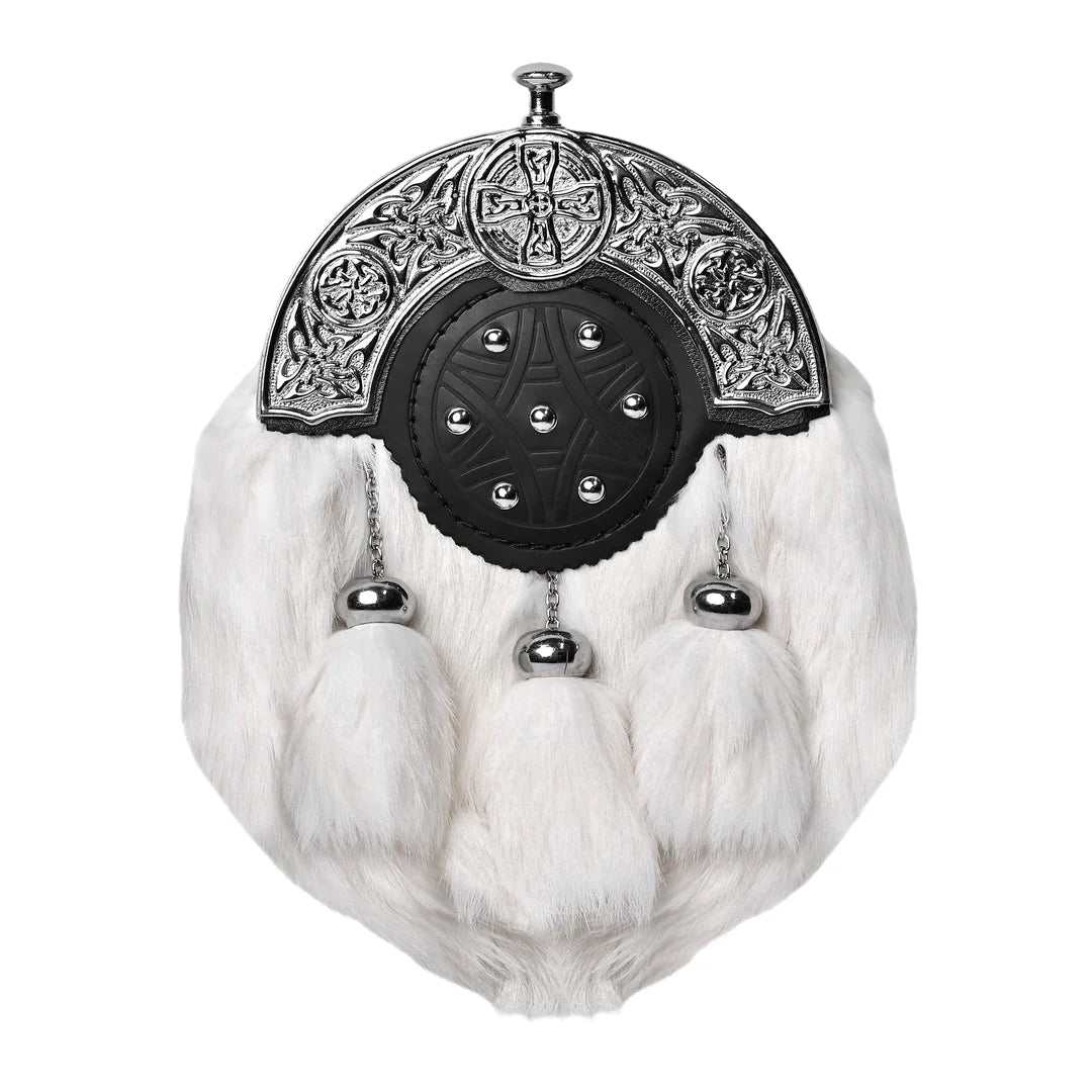 Formal Black Rabbit Fur Sporran with Black Celtic Antique Cantle