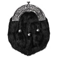 Formal Black Rabbit Fur Sporran with Black Cross Antique Cantle