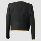Gothic Style Black Cropped Officer Jacket For Womens