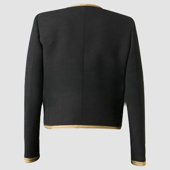 Gothic Style Black Cropped Officer Jacket For Womens