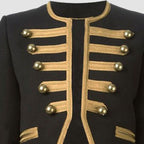 Gothic Style Black Cropped Officer Jacket For Womens