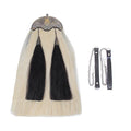 Antique Original Horse Hair Sporran White Body With Two Black Tassels