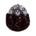 Brown Grained Leather Celtic Sporran Rabbit Fur With 3 Tassels