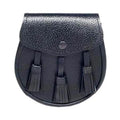 Black Grained Leather Sporran 3 Tassels With Chain Belt