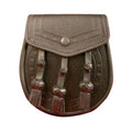 Brown Grained Leather Sporran Plain Lining With 3 Tassels