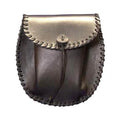 Black Grained Leather Sporran Plaited With Chain Belt