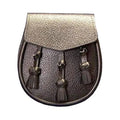 Brown Grained Leather Sporran With 3 Knotted Leather Tassels