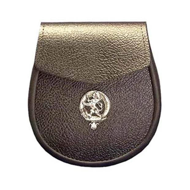 Brown Grained Leather Sporran With Lion Rampant Badge