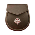 Brown Grained Leather Sporran With Thistle Flower Badge