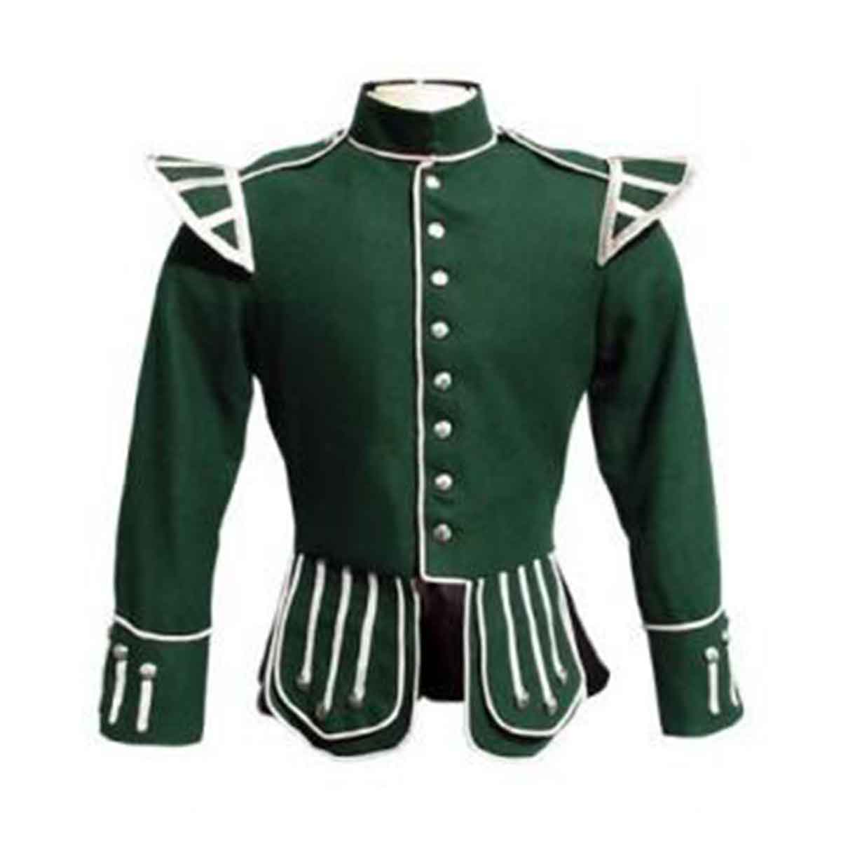 Forest Green Doublet Blazer Wool Silver Braid