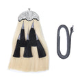 Original Horse Hair Sporran White Body With 5 Black Tassels