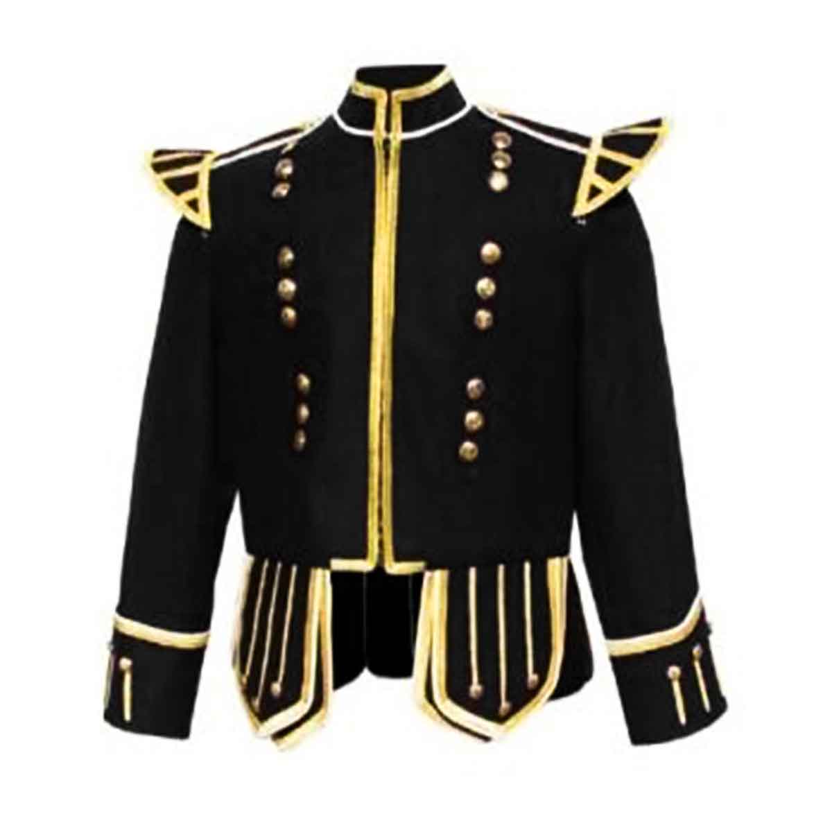 Black Doublet Blazer Wool With Gold Braid