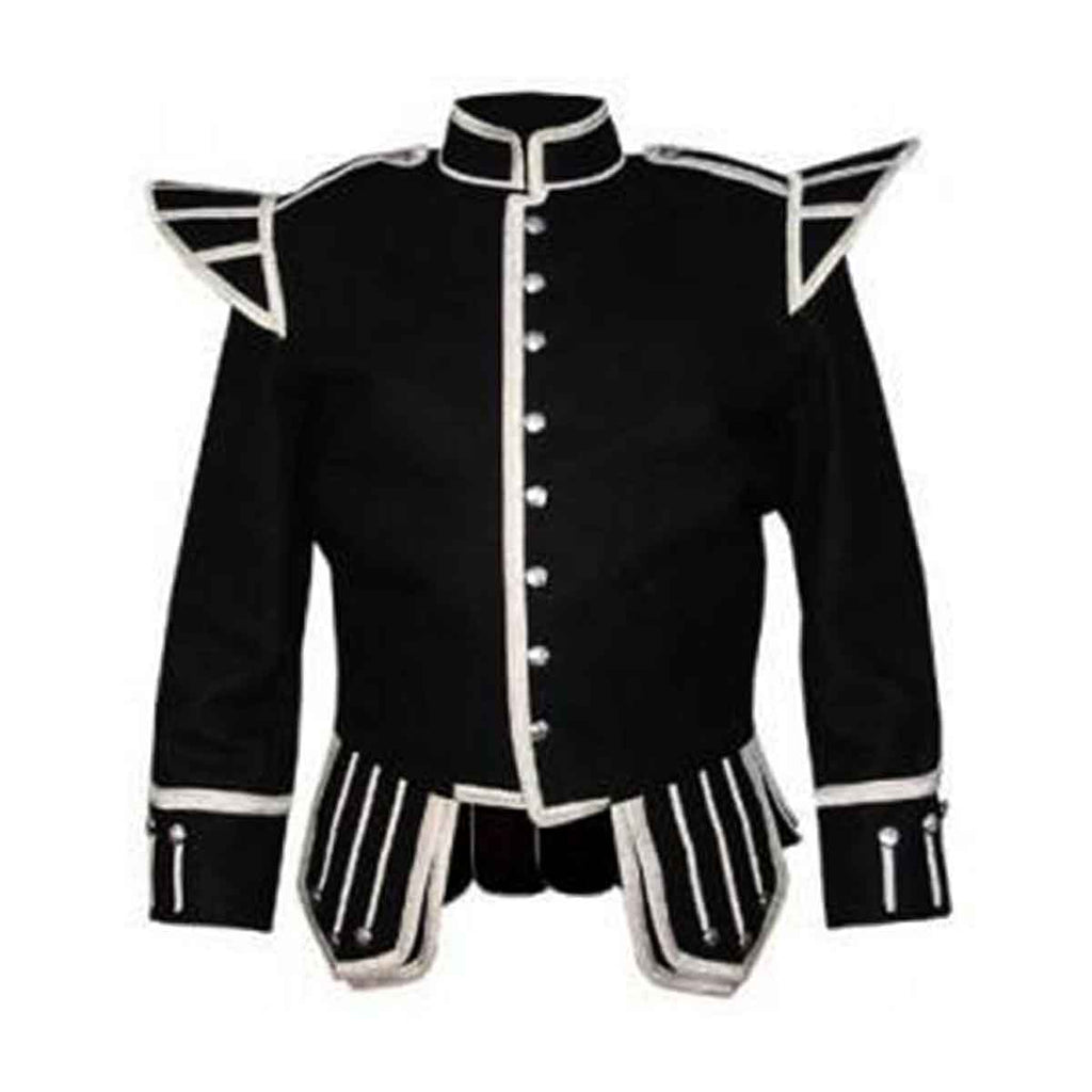 Black Doublet Blazer Wool With Silver Braid