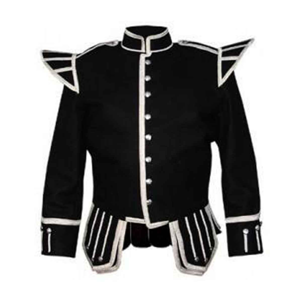 Black Doublet Blazer Wool With Silver Braid