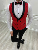 Red Slim Fit Tuxedo Men's 3 Piece Peak Lapel Suit (Copy)