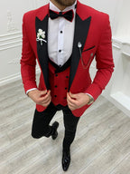 Red Slim Fit Tuxedo Men's 3 Piece Peak Lapel Suit (Copy)