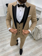 Gold Tuxedo Suit Slim Fit Peak Lapel 3 Piece