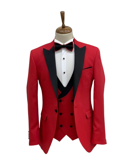 Red Slim Fit Tuxedo Men's 3 Piece Peak Lapel Suit (Copy)