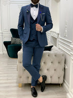 Light Blue Tuxedo Suit Slim Fit Peak Lapel 3 Piece