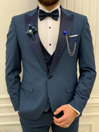 Light Blue Tuxedo Suit Slim Fit Peak Lapel 3 Piece