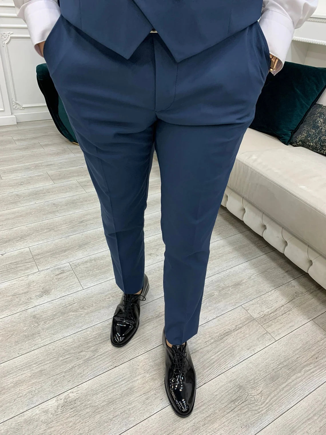 Light Blue Tuxedo Suit Slim Fit Peak Lapel 3 Piece