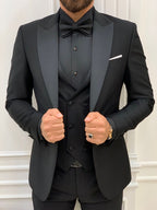 Black Tuxedo Suit Slim Fit Peak Lapel 3 Piece