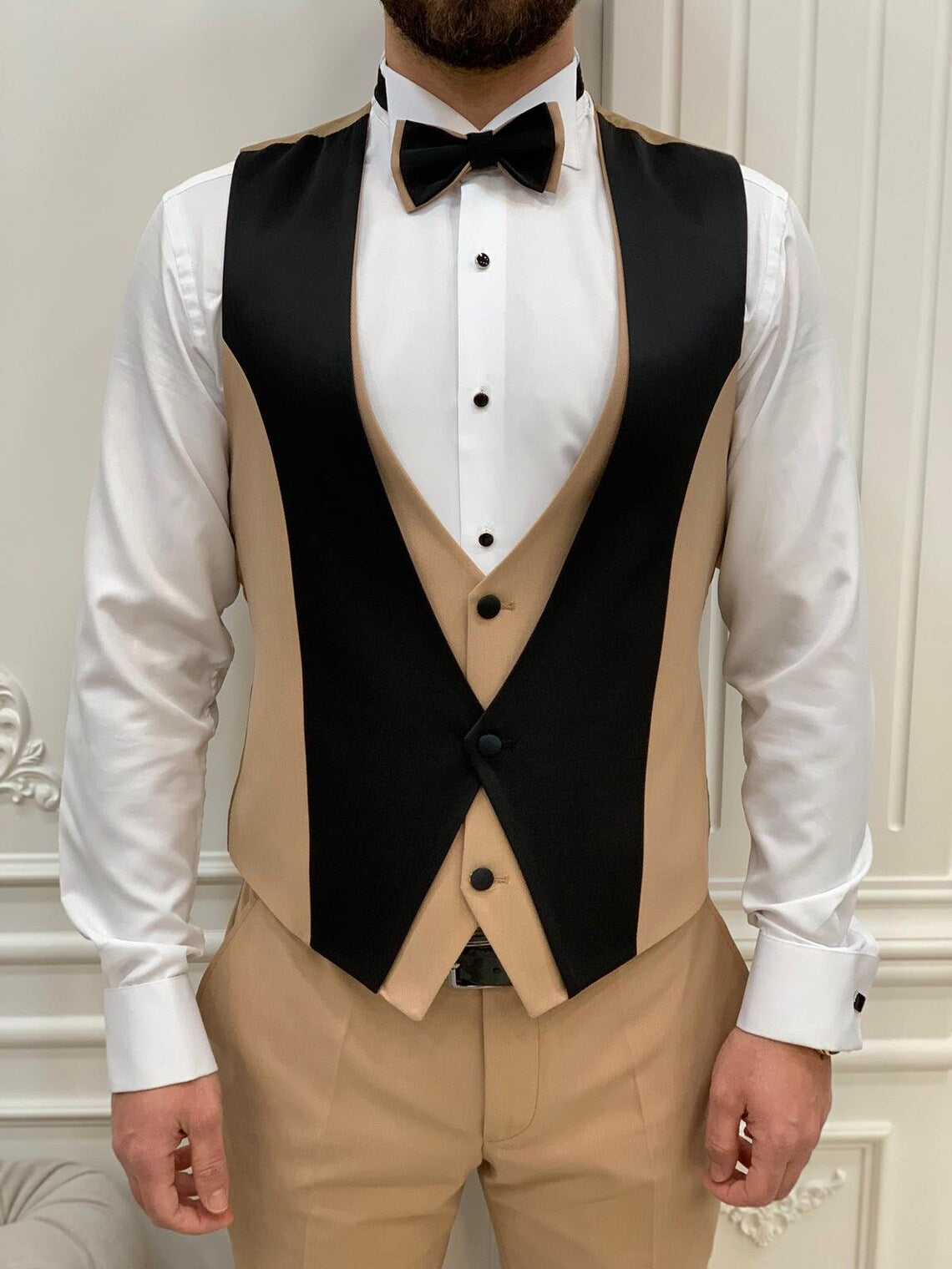 Skin Tuxedo Suit Slim Fit Peak Lapel 3 Piece