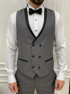 Grey Tuxedo Suit Slim Fit Peak Lapel 3 Piece