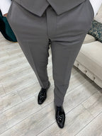 Grey Tuxedo Suit Slim Fit Peak Lapel 3 Piece