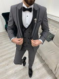 Grey Tuxedo Suit Slim Fit Peak Lapel 3 Piece