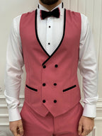 Pink Velvet Tuxedo Suit Slim Fit Peak Lapel 3 Piece