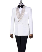 White Slim Fit Suit Men's 2 Piece Shawl Lapel Wedding Suit