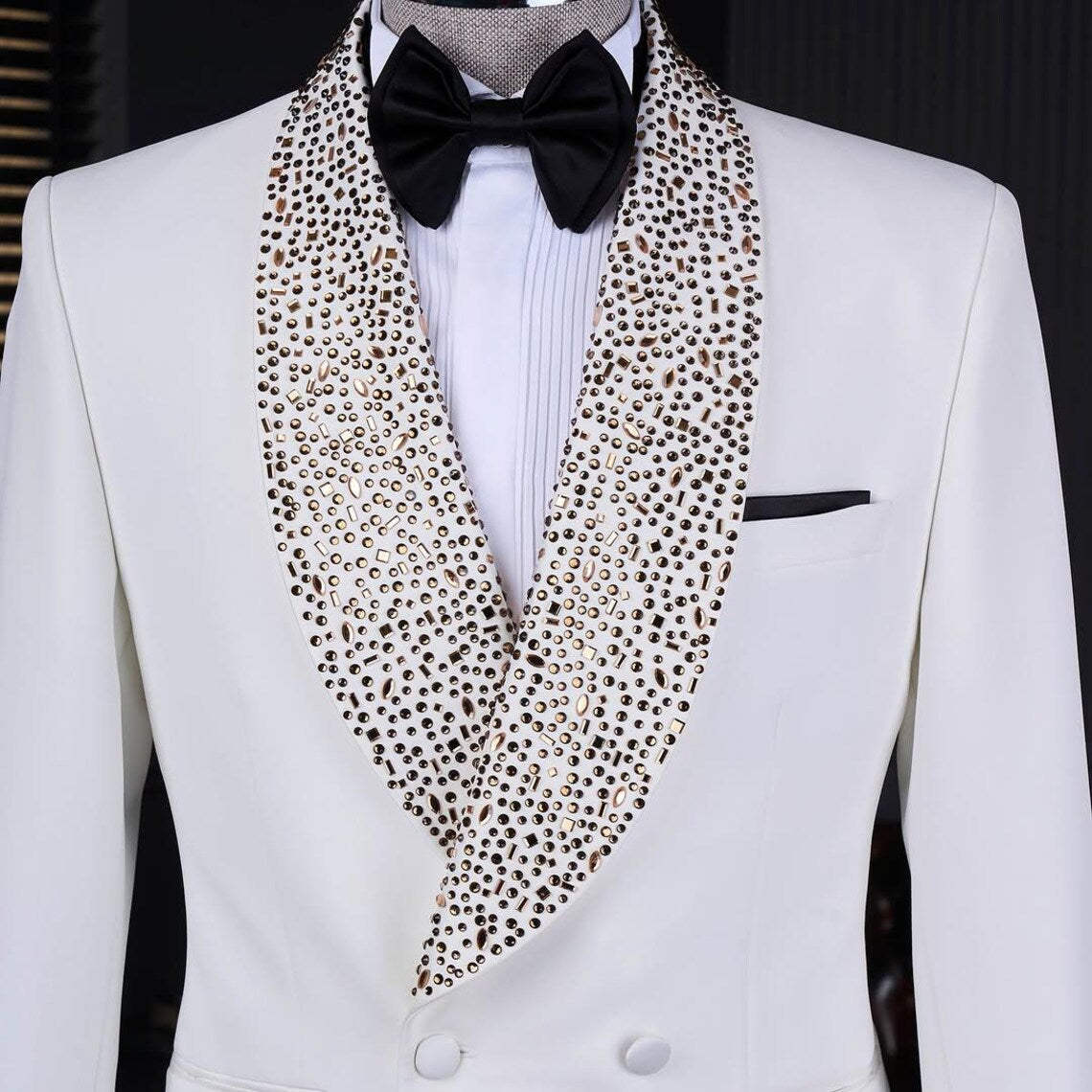 White Slim Fit Suit Men's 2 Piece Shawl Lapel Wedding Suit