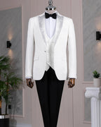 Men's White Italian Tuxedo Suit Slim Fit Peak Lapel Wedding Groom Outfit