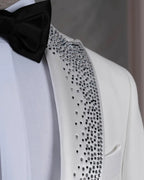 Men's White Italian Tuxedo Suit Slim Fit Peak Lapel Wedding Groom Outfit