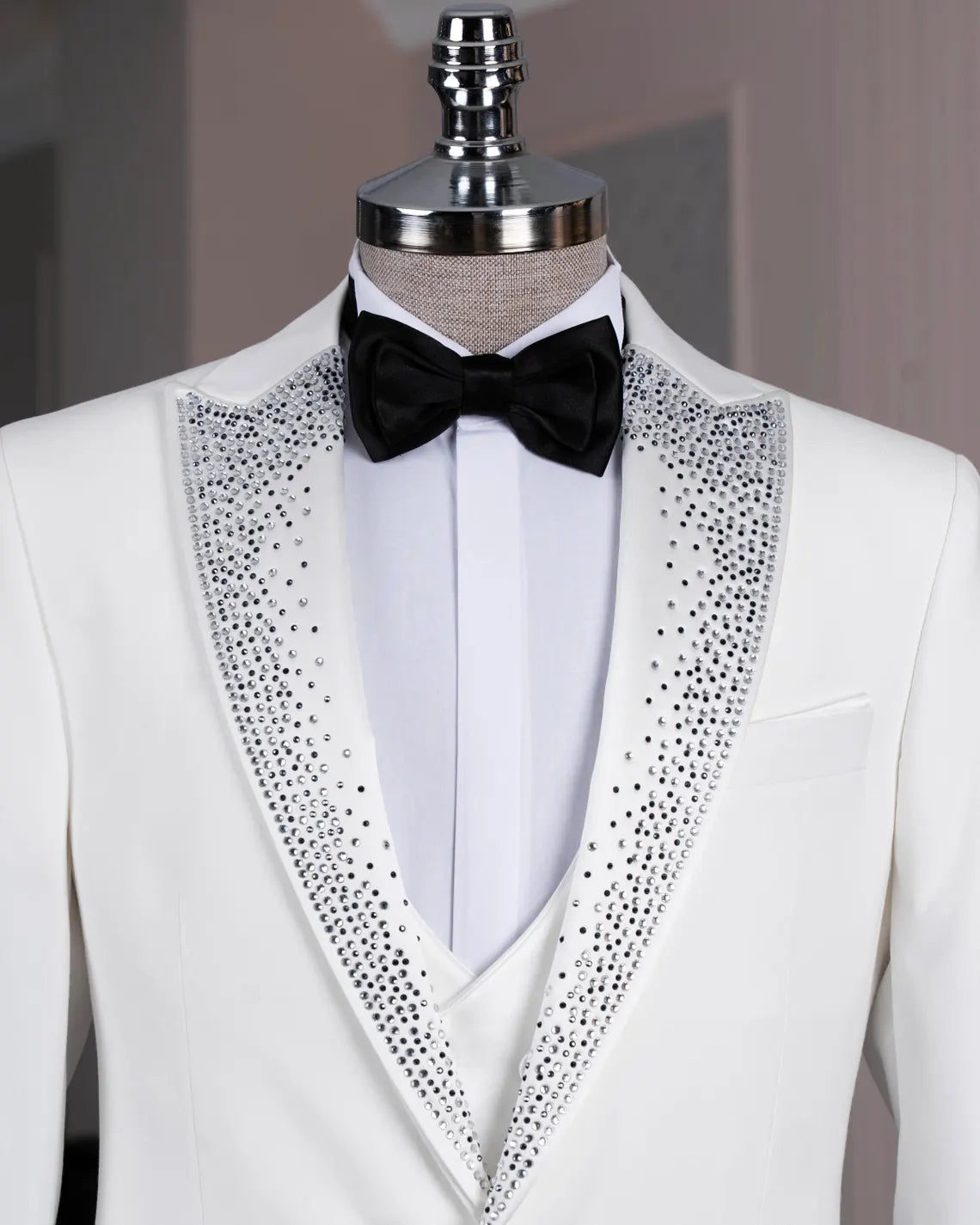 Men's White Italian Tuxedo Suit Slim Fit Peak Lapel Wedding Groom Outfit