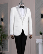 Men's White Italian Tuxedo Suit Slim Fit Peak Lapel Wedding Groom Outfit
