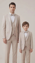 Beige Father & Son Tuxedo Set – Italian Slim Fit 3 Piece