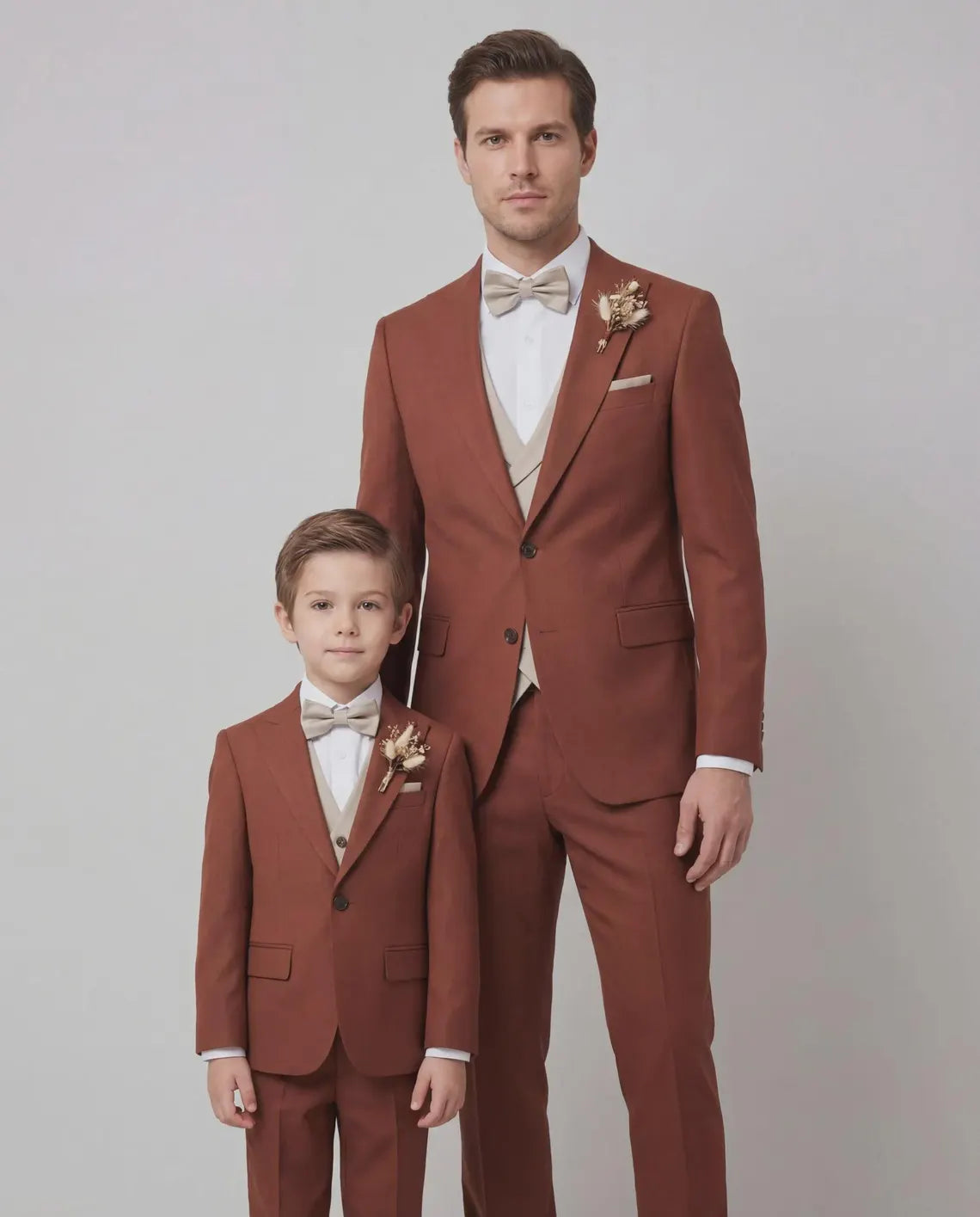 Italian Fit Slim 3 Piece Suit Set Father and Son