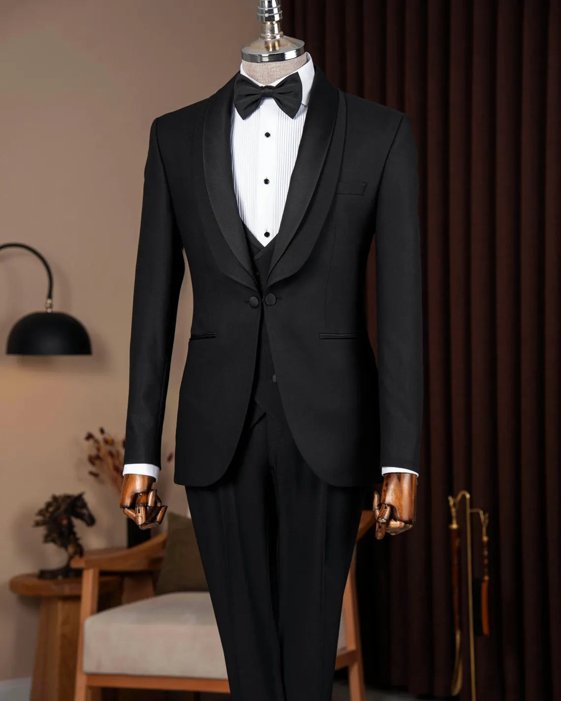 Black Slim Fit Tuxedo Men's 3 Piece Italian Suit