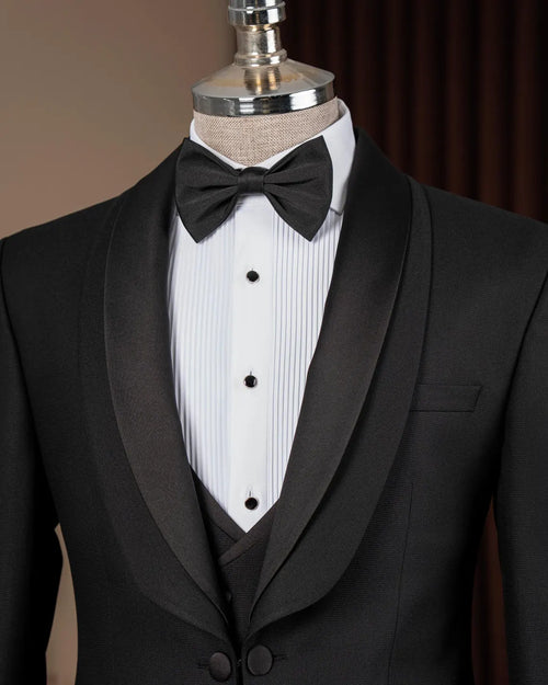 Black Slim Fit Tuxedo Men's 3 Piece Italian Suit