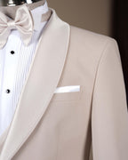 Beige Slim Fit Tuxedo Suit 3 Piece Shawl Collar Wedding Suit