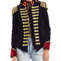 Ladies Dark Blue Velvet Military Hussar Jacket with Golden Braiding