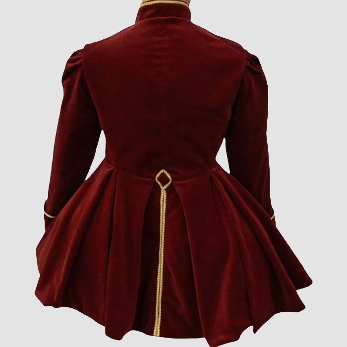 Ladies Maroon 18th Century Riding Habit Frock Dress Ladies Fashion Military Coat
