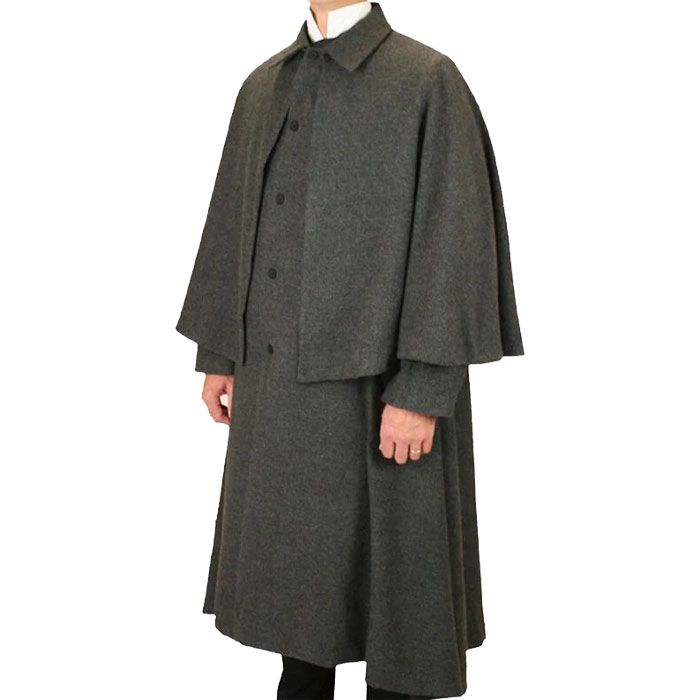 Mens Inverness Cape Gray Wool