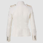 Women Military Style Jacket White Wool Army Blazer