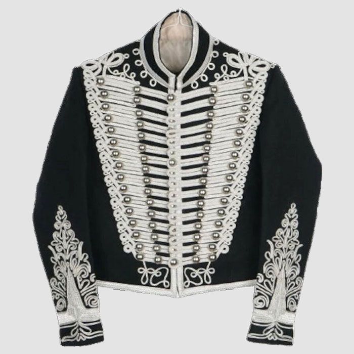 Wool Men's Black Napoleonic Hussar Jacket Uniform Military Style Tunic Pelisse Jimmy Hendrix Jacket
